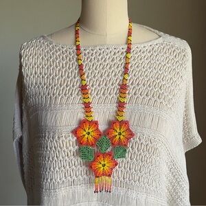BOGO 🤑Vibrant Long Floral Beaded Necklace